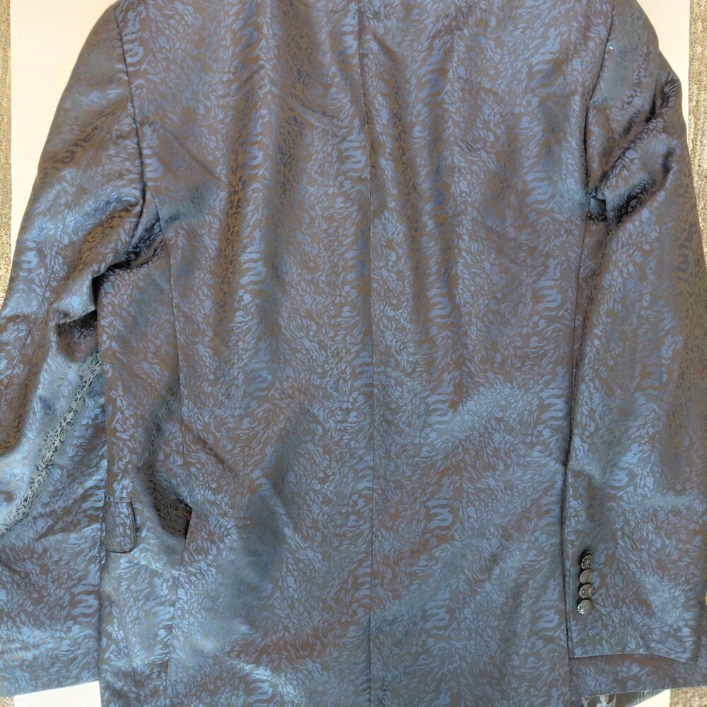 Tallia Slim Fit Leopard Jacquard Blazer Iridescent Dragon Lining Statement Party - Picture 11 of 14